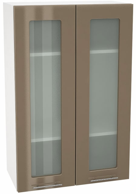 Шкаф верхний высокий со стеклом с 2 ств. Кухня Валерия ШВС 609 (глянец)