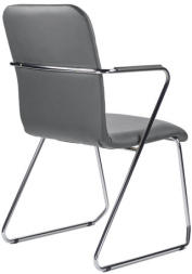 Кресло для приемных и переговорных BRABIX "Visit CF-101", хром, экокожа, темно-серое, 532561