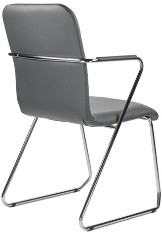 Кресло для приемных и переговорных BRABIX "Visit CF-101", хром, экокожа, темно-серое, 532561