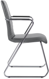 Кресло для приемных и переговорных BRABIX "Visit CF-101", хром, экокожа, темно-серое, 532561