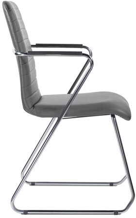 Кресло для приемных и переговорных BRABIX "Visit CF-101", хром, экокожа, темно-серое, 532561