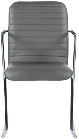 Кресло для приемных и переговорных BRABIX "Visit CF-101", хром, экокожа, темно-серое, 532561