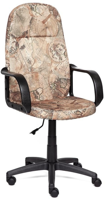 Кресло LEADER ткань, принт "Карта на бежевом"