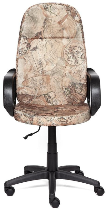 Кресло LEADER ткань, принт "Карта на бежевом"