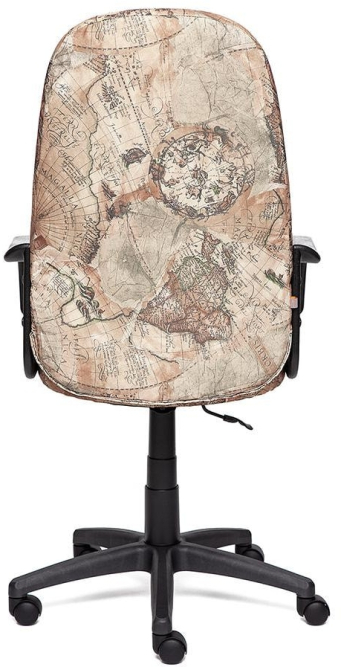 Кресло LEADER ткань, принт "Карта на бежевом"