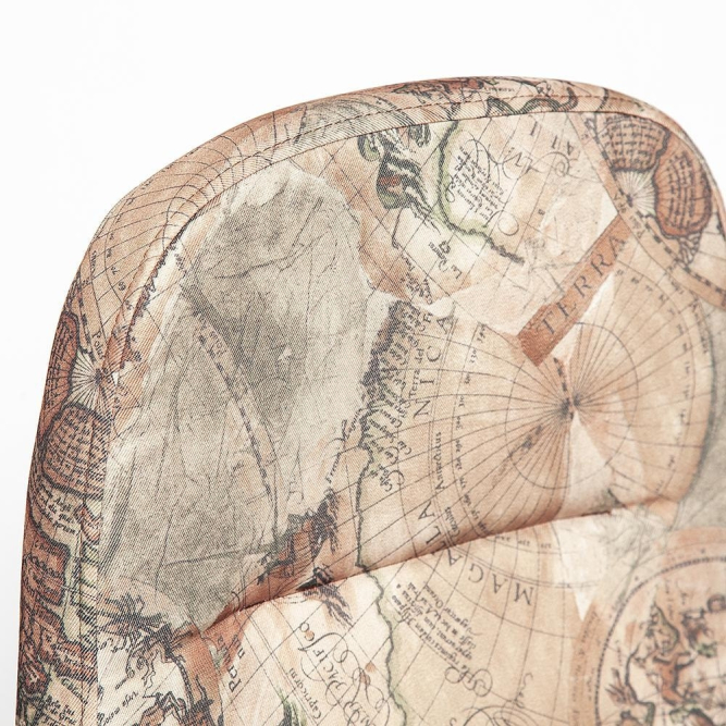 Кресло LEADER ткань, принт "Карта на бежевом"