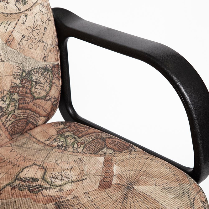 Кресло LEADER ткань, принт "Карта на бежевом"