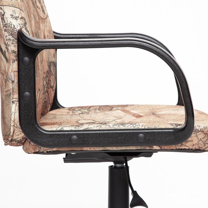 Кресло LEADER ткань, принт "Карта на бежевом"