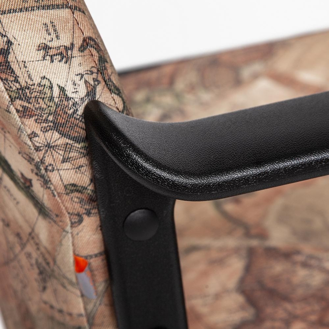 Кресло LEADER ткань, принт "Карта на бежевом"