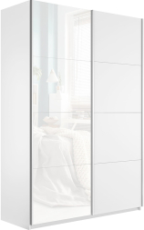 Шкаф-купе Прайм 2-х дверный (ЛДСП/Стекло белое)Белый снег