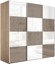 Шкаф-купе Эста 3-х дверный Комби (Стекло Лабиринт, Стекло белое) Дуб Бардолино