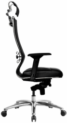 Кресло офисное МЕТТА "SAMURAI" SL-3.05, с подголовником, сверхпрочная ткань-сетка/экокожа, черное