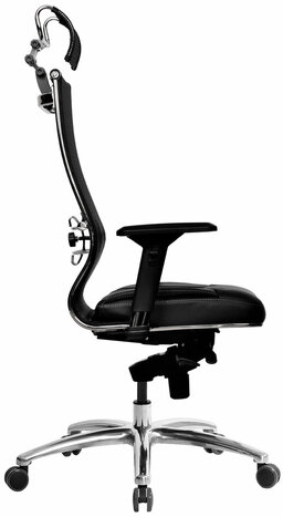 Кресло офисное МЕТТА "SAMURAI" SL-3.05, с подголовником, сверхпрочная ткань-сетка/экокожа, черное