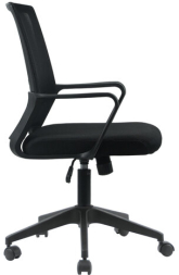 Кресло CROMEX Basic CH-698, с подлокотниками, мех. качания, сетка, черное, ткань TW, 533069