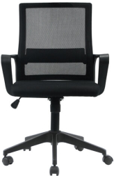 Кресло CROMEX Basic CH-698, с подлокотниками, мех. качания, сетка, черное, ткань TW, 533069