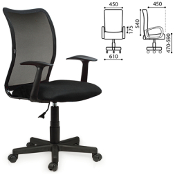 Кресло BRABIX &quot;Spring MG-307&quot;, с подлокотниками, черное TW, 531406