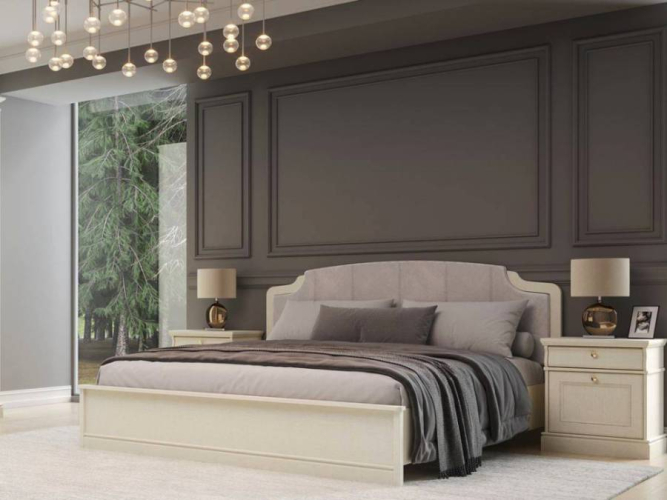 Кровать с мягкой вставкой изголовья Сиена