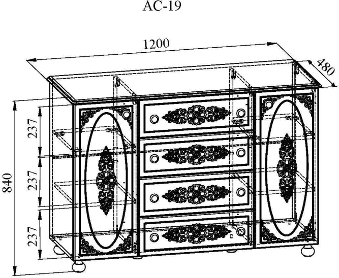 Комод Ассоль АС-19 белое дерево