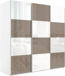 Шкаф-купе Эста 3-х дверный Комби (Стекло Лабиринт, Стекло белое) Белый снег