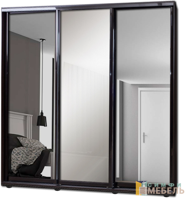 Шкаф купе 3х дв Комби 1 Пескоструй|Зеркало-2