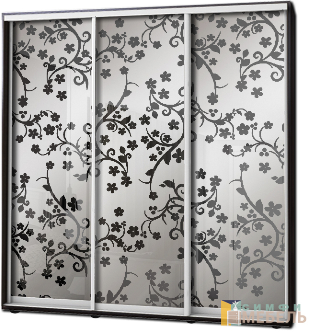 Шкаф купе 3х дв Пескоструй фон матовый № 4