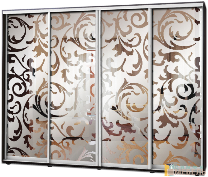 Шкаф купе 4х дв Пескоструй фон матовый № 7