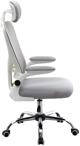 Кресло CROMEX Dynamic CH-699, откидные подлокотники, пластик белый, сетка, серое, TW, 533070