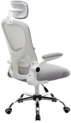 Кресло CROMEX Dynamic CH-699, откидные подлокотники, пластик белый, сетка, серое, TW, 533070