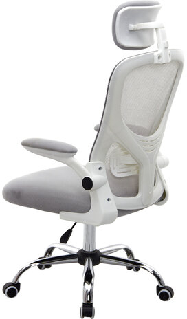 Кресло CROMEX Dynamic CH-699, откидные подлокотники, пластик белый, сетка, серое, TW, 533070