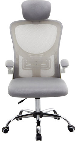 Кресло CROMEX Dynamic CH-699, откидные подлокотники, пластик белый, сетка, серое, TW, 533070