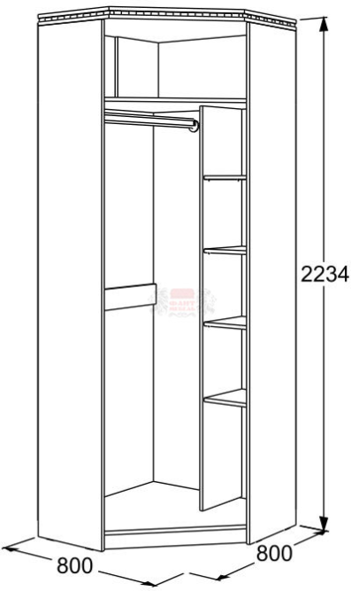 Шкаф 2-х дв. угловой Ольга 13