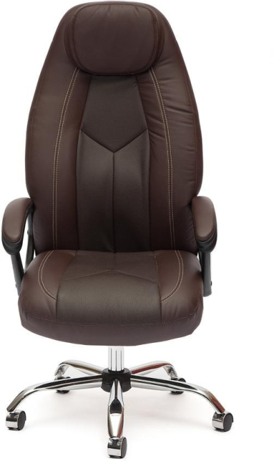 Кресло BOSS (хром) кож/зам, коричневый/коричневый перфорированный, 36-36/36-36/06