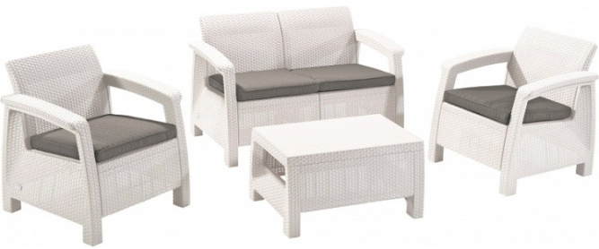 Диван садовый из ротанга Корфу (Corfu love seat) белый