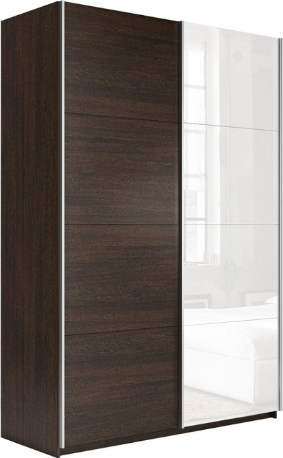 Шкаф-купе Прайм 2-х дверный (ЛДСП/Стекло белое) Венге