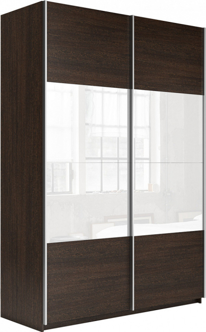 Шкаф-купе Прайм 2-х дверный (ЛДСП/Стекло белое) Венге