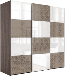 Шкаф-купе Эста 3-х дверный Комби (Стекло Лабиринт, Стекло белое) Венге Мали