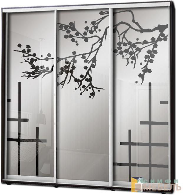 Шкаф купе 3х дв Пескоструй фон матовый № 5