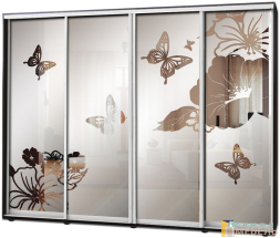 Шкаф купе 4х дв Пескоструй фон матовый № 8