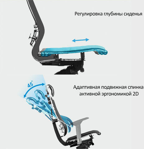 Кресло МЕТТА "YOGA" Y 2DM B2-10D, 2D-спинка, 3D-подголовник, 4D-подлокотники, экокожа, черное