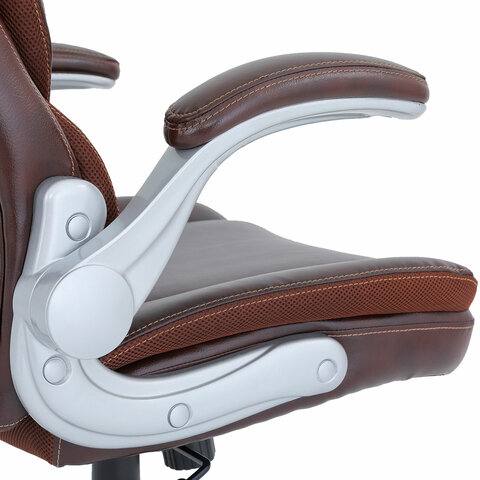 Кресло BRABIX PREMIUM "Phantom EX-553", рециклированная кожа, регулируемый подголовник, коричневое, 532941