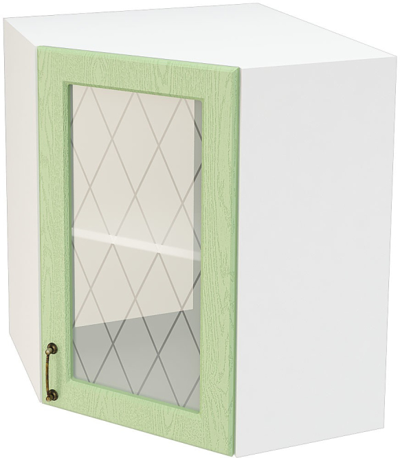 Шкаф верхний угловой со стеклом с 1 створкой Кухня Ницца ШВУС 590