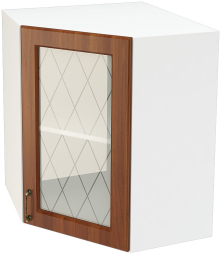 Шкаф верхний угловой со стеклом с 1 створкой Кухня Ницца ШВУС 590