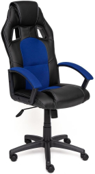 Кресло DRIVER кож/зам/ткань, черный/синий, 36-6/10