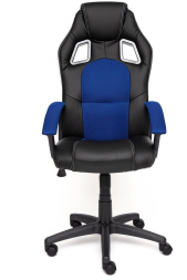 Кресло DRIVER кож/зам/ткань, черный/синий, 36-6/10