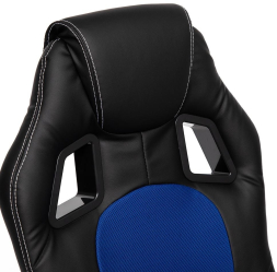 Кресло DRIVER кож/зам/ткань, черный/синий, 36-6/10