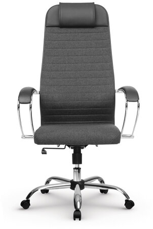 Кресло офисное МЕТТА "К-27" хром, ткань, сиденье и спинка мягкие, серое