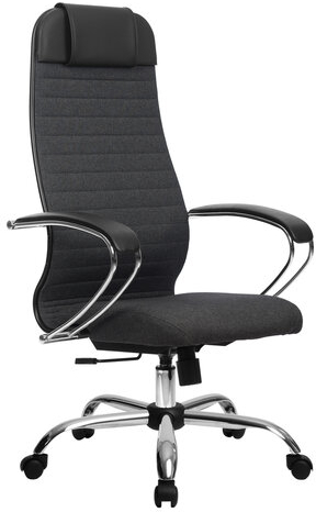 Кресло офисное МЕТТА "К-27" хром, ткань, сиденье и спинка мягкие, серое