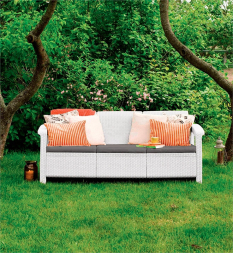 Диван садовый из ротанга Корфу Макс (Corfu love seat max) белый