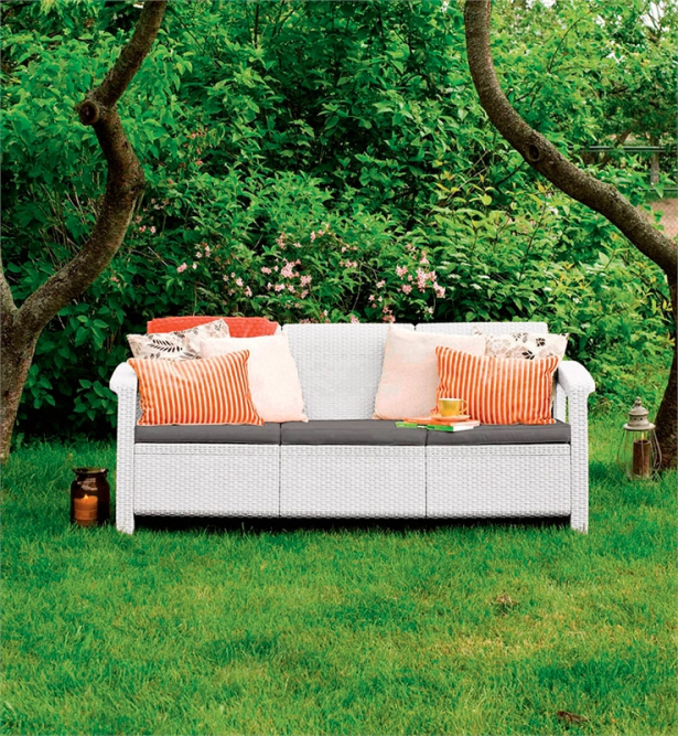Диван садовый из ротанга Корфу Макс (Corfu love seat max) белый