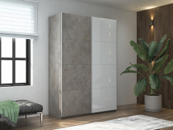 Шкаф-купе Прайм 2-х дверный (ЛДСП/Стекло белое) Бетон